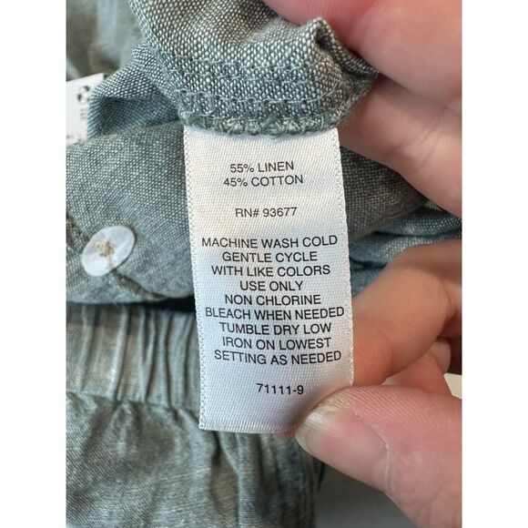 NWT Liz Claiborne Wide Leg Linen Blend Pants Dark Forest Green Size Small - Picture 6 of 9